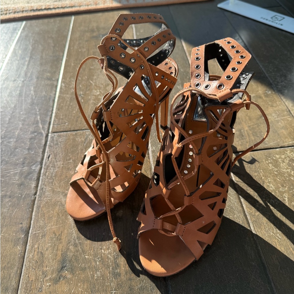 DOLCE VITA “Helena” brown caged sandals Size 7